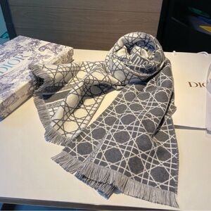 Dior Charcoal and Ivory Geometric Scarf
